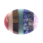 Fully Polished Oval Palm Stone With Thumb Dimple In Chakra Colours.   SPR17779POL
