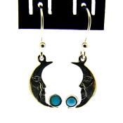 'Man in the Moon' Pendant Earrings in 925 Silver with Turquoise Gemstones   2378T 