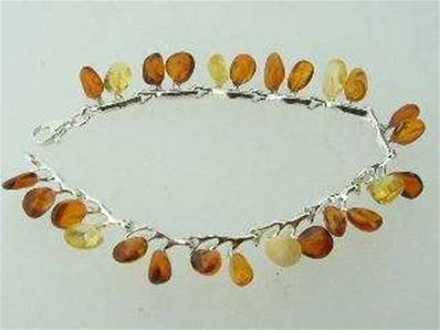 SILVER & AMBER CHARM BEADS STYLE BRACELET. 4H018002