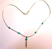 NATIVE AMERICAN SILVER WITH TURQUOISE PENDANT NECKLACE. 935NT
