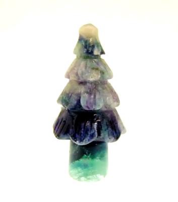 A GEMSTONE CHRISTMAS TREE CARVING IN FLUORITE.   SP12965POL