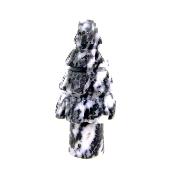 A GEMSTONE CHRISTMAS TREE CARVING IN BLACK & WHITE ZEBRA JASPER.   SP12966POL