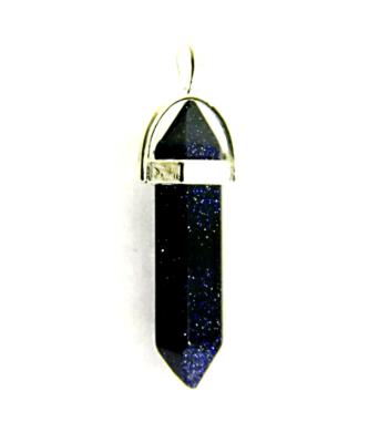 BLUE GOLDSTONE DOUBLE TERMINATED HEALING POINT PENDANT.   SP12434PEND