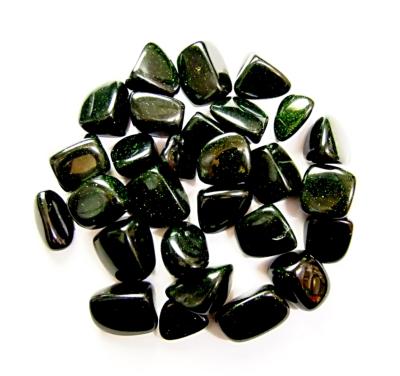 GREEN GOLDSTONE POLISHED TUMBLE STONES (500g BAG).   SPR13082WH