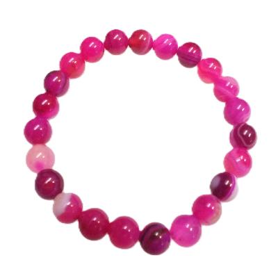 PLAIN POWER BEAD BRACELET IN PINK DYED AGATE. (NO TOGGLE) 10 PACK.    SPR14227BRWH