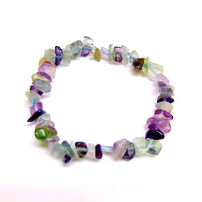 ELASTICATED FLUORITE CRYSTAL CHIP BRACELET 10 PACK.   SPR15166BRWH