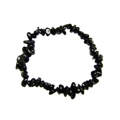 Elasticated Black Tourmaline Crystal Chip Bracelet.   SPR16170BR