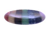 Fully Polished Oval Palm Stone With Thumb Dimple In Chakra Colours.   SPR17779POL