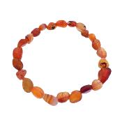 Polished Pebble Elasticated Carnelian Crystal Bracelet.    SPR17852BR