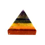 Gemstone Pyramid made in layers of stone in Chakra coloures.   SP15321POL