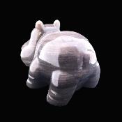 Carving Of A Hippopotamus In Silver Sheen Obsidian.   SP17230POL