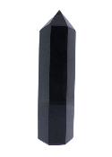 Fully Polished And Facetted Tower/ Point In Black Obsidian.   SP17318POL