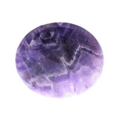 Chevron Amethyst Fully Polished Flat Pebble/ Palm Stone.   SP17387POL