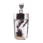 Designer pendant featuring a polished Quartz with Chlorite and Lithium crystal set in 925 Silver capping with bail.   SP10835PEND