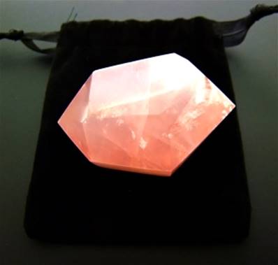 POLISHED ROSE QUARTZ DOUBLE TERMINATED POINT/ WAND.   SP9702POL