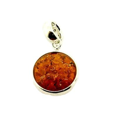 DESIGNER 925 SILVER WITH AMBER ROUND PENDANT.   SPR12259PEND