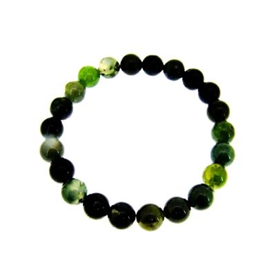 PLAIN POWER BEAD BRACELET IN MOSS AGATE (NO TOGGLE) 10 PACK.   SPR14355BRWH