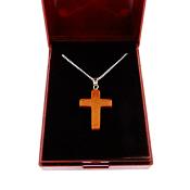 BOXED GEMSTONE CROSS PENDANT IN BROWN GOLD STONE.   SPR14648PEND
