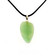 Leaf Style Gemstone Pendant on waxed cord in Green Aventurine.   SPR15259
