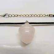 Acorn Pendant Necklace In Rose Quartz.   SPR15955PEND 