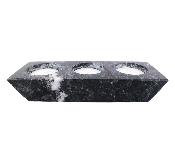 Triple Hole Tea Light Holder In Black Zebra Jasper.   SPR17243POL