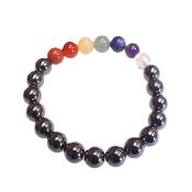 CHAKRA POWER BEAD BRACELET IN HEMATITE.   SPR17424BR