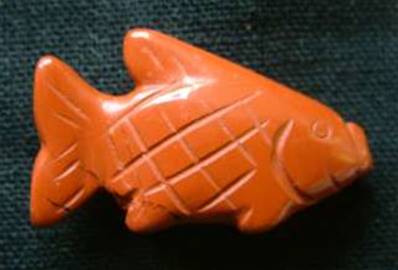 CARVING OF FISH IN RED JASPER. SPR3977POL