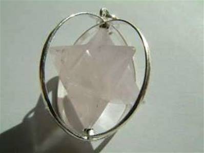 MERKABA STAR ROSE QUARTZ AND 925 SILVER PENDANT. PENDMAKSTAR2WH