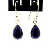 Tear Drop pendant style Earrings in 925 Silver with Lapis Lazuli dome polished cabochon stones.   22376L