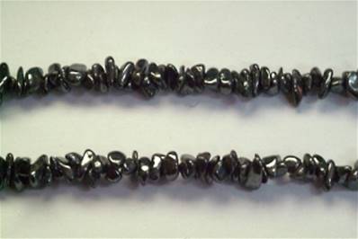 HEMATITE CHIP NECKLACE WITH LOBSTER CLASP. 24". 100g. HEMCHIP24