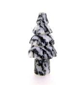 A GEMSTONE CHRISTMAS TREE CARVING IN BLACK & WHITE ZEBRA JASPER.   SP12966POL