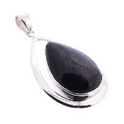 One off pendant featuring a teardrop shaped cabochon in Hypersthene with 925 Silver setting and bail.   SP17068PEND 