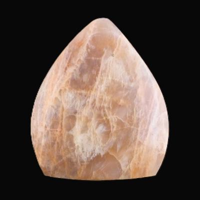Gemstone Fully Polished 'Flame'Carving In Peach Moonstone.   SP17151POL