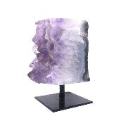 Amethyst Druze Polished Edge Crystal Specimen On Metal Display Stand.   SP17487POL