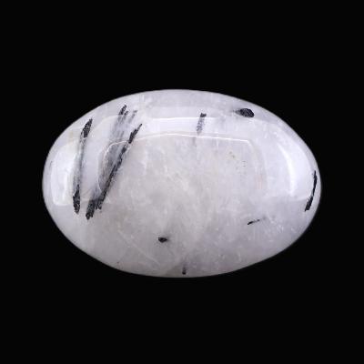 Tourmaline Crystals In Quartz Fully polished Oval Palm Stone.   SP17546POL