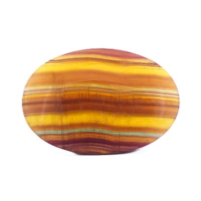 Polished Oval Palm Stone In Yellow Banded Fluorite.   SP17594POL