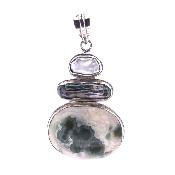 An original one off design pendant featuring an oval, dome polished piece of Orbicular Jasper.   SP17903PEND