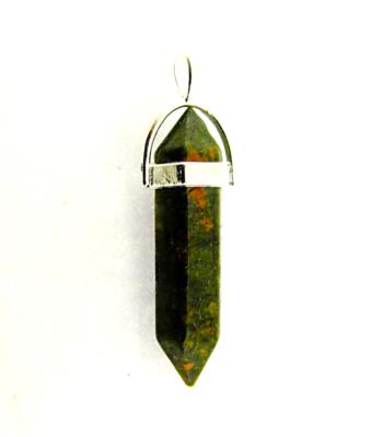 UNAKITE DOUBLE TERMINATED HEALING POINT PENDANT.   SPR12429PEND