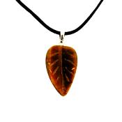 Leaf Style Gemstone Pendant on waxed cord in Copper Tigerseye.   SPR15263