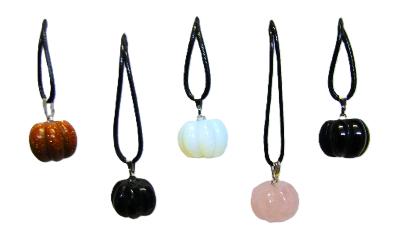 10 PACK Pumpkin Pendant Necklaces on Waxed Cotton Cord.   SPR16212WH
