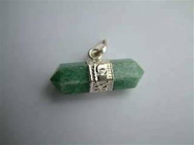 Green Aventurine Indian Silver Horizontal Hexagonal pendant. 1166