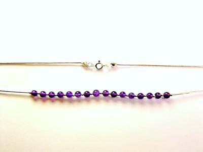 NECKLACE IN 925 SILVER FEATURING ROUND BEADS IN AMETHYST.   759NA