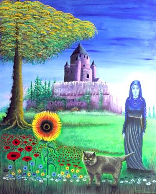 Lady Fortunata & her cat Amfortas.   LADY FORNTUNATA