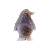 CARVING OF A PENGUIN IN AGATE AND QUARTZ DRUZE.   SP14265POL