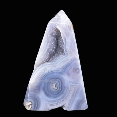 Gemstone Obelisk In Agate With Quartz Druze Inside.   SP17359POL