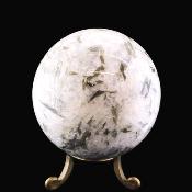 Gemstone Sphere In Green Moonstone With Feldspar.   SP17383POL