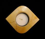BURMA TEAK MARBLE SINGLE HOLE TEA LIGHT HOLDER.   SPR11420POL