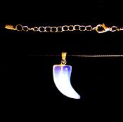 TUSK/ HORN SHAPED PENDANT IN OPALITE ON WAXED CORD.   SPR14694PEND