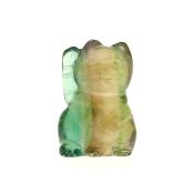 Lucky Chinese Waving Cat Carving in Fluorite.   SPR15163POL