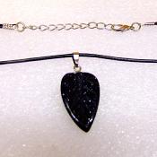 Leaf Style Gemstone Pendant on waxed cord in Blue Goldstone.   SPR15261